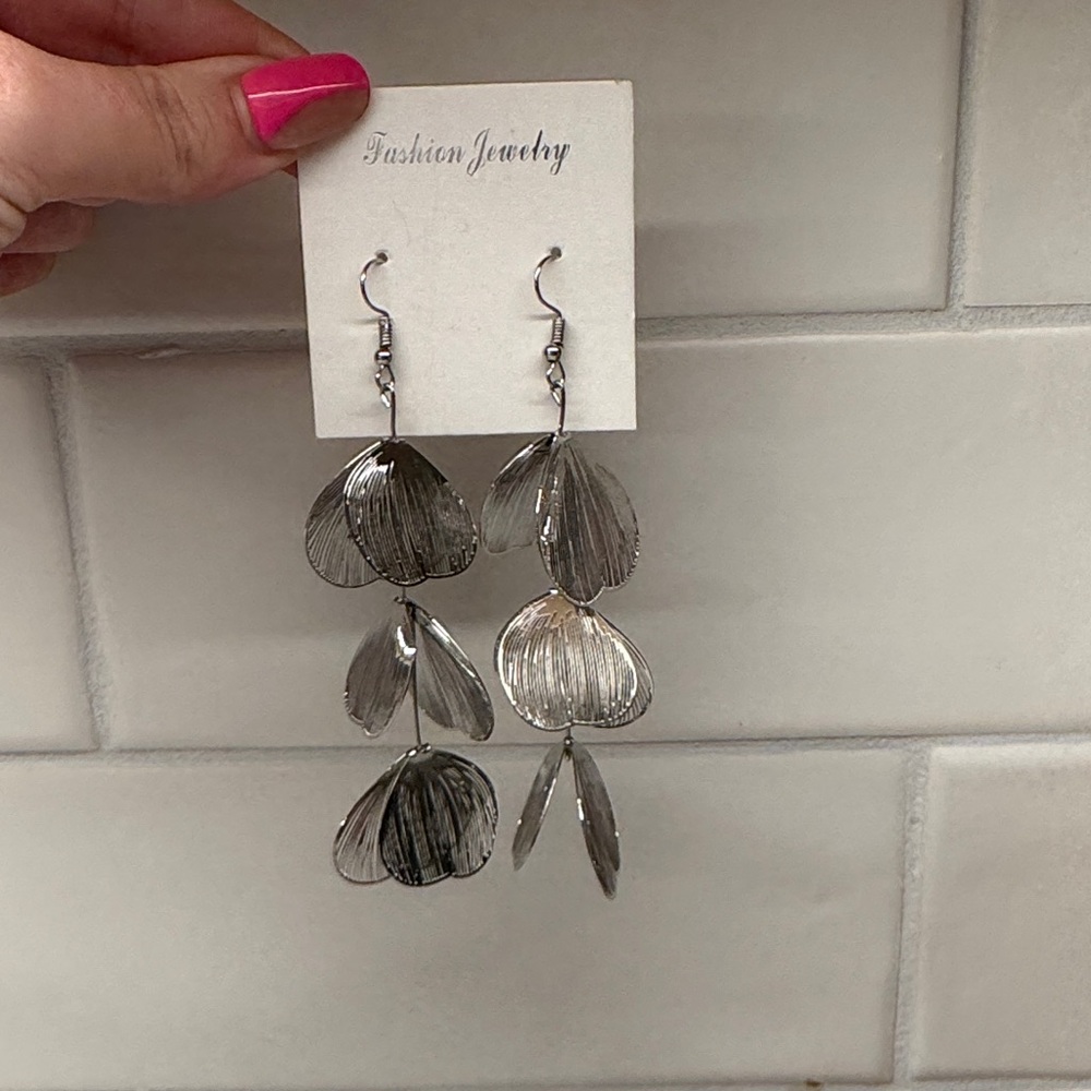 Silver Leaf Drop Earrings
